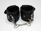 Leather Studded Wrist Cuffs With Chains