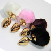 March Hare Faux Tail Metal Gold Butt Plug Small
