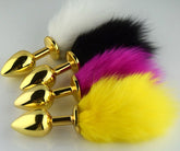 Rabbit Faux Tail Butt Plug Gold Small