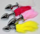 Rabbit Faux Tail Butt Plug Silver Medium