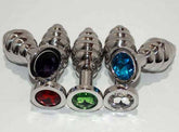 Ribbed Jewelled Large Butt Plug