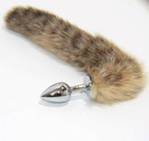 Brown Cat Faux Tail Silver Smooth Butt Plug