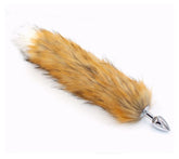 Canid Orange Faux Fox Tail Smooth Silver Butt Plug