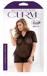 Curve Brandy Mesh Sleep Shirt And G-String