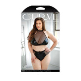Curve Rebel-Chic Wetlook Bra & Thong Set