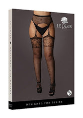 Garterbelt Stockings With Lace Top - Black