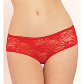 Lace Boyshorts Open Crotch & Ruffles Red