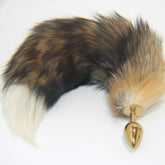 Long Fox Tail Steel Butt Plug Gold