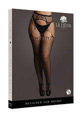 Shredded Suspender Pantyhose - Black
