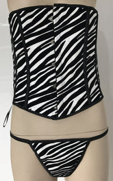 Zebra Print Vinyl Corset with G-string-Zebra
