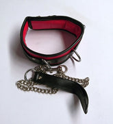 Luxurious BDSM Accessory - Black and Red Collar with Lead