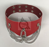 Ladies Fetish Collar With Chains Light Red