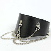 BDStyle Heavy Black Fetish Posture Collar - Adjustable Chains