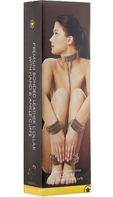 Ouch! Collar With Hand And Leg Cuffs Brown