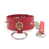 Red Medallion Spiked Collar & Leash