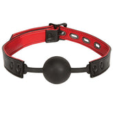 Kink Leather and Silicone Ball Gag Black and Red