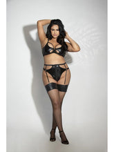 Seven Til Midnight Two Piece Lame and Fishnet Bra and Panty Set Black