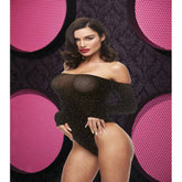 Lapdance Lingerie Off The Shoulder Sparkle Womens Teddy Black