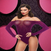 Lapdance Lingerie Off The Shoulder Sparkle Womens Teddy Purple