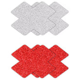 NS Novelties Pretty Womens Pasties Glitter Cross 2 Pair
