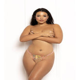 Seven Til Midnight Embroidered G-String With Delicate Gold Chain Back Detail Multicolour