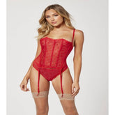 Seven Til Midnight Two Piece Bustier And Panty Set Red