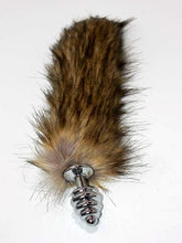 BDStyle Black & Blonde Faux Fox Tail Butt Plug Silver Ribbed Fox Tail