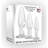 Adam and Eve Glass Anal Training Trio Butt Plugs Set of 3 Sizes Clear