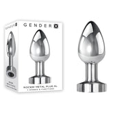 Gender X ROCKIN USB Rechargeable Vibrating Butt Plug XL Chrome