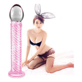 Lovetoy Glass Romance 7 Realistic Glass Dildo 7.5 Inch Pink