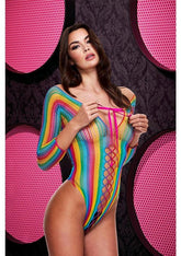 Lapdance Lingerie Rainbow Lace Up Womens Teddy