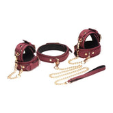 Master Series Velvet Bondage Set 6 Piece Burgundy