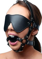 Strict Blindfold Harness With BDSM Play Ball Gag