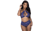 Exposed Lingerie Halter and Lace Up Bra and Panty Set