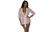 Exposed Lingerie Robe with Lace Trim Blush