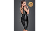 Noir Handmade Power Wetlook Pencil Womens Skirt With Long Zipper
