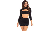 Pink Lipstick Stop and Stare 2 Piece Women Skirt Set Black