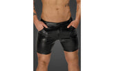 Noir Handmade Snake Wetlook Mid Length Mens Shorts with Back Pockets