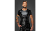 Noir Handmade Wetlook Mens T-Shirt with Snake Wetlook Sleeves