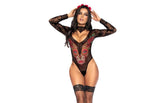 Mapale Catrina Mesh and Floral Lace Woman Bodysuit