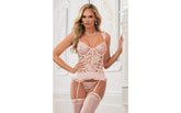 Gworld Lingerie Lace up Garter Corset With Thong and Stockings 3 Piece OS
