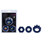 Maia LONZO Stretchy Silicone Cock Rings Set of 3 Blue