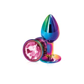 NS Novelties Rear Assets Multi Coloured Gem Base Metal Butt Plug Small