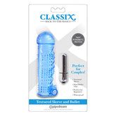 Pipedream Classix Textured Penis Sleeve With Bullet Blue