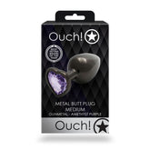 Shots Toys OUCH Heart Gem Base Gunmetal Butt Plug Medium