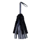 Sportsheets Sex & Mischief Cougar Faux Fur Flogger Whip Navy Blue / Black
