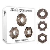Zero Tolerance Triple Thick Cock Ring Set 3 Piece Smoke