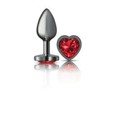 Cheeky Charms Gunmetal Anal Plug With Heart Red Jewel