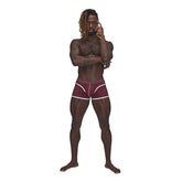 Male Power Sport Mesh Stretchy Mens Mini Short Burgundy