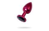 Metal Red Metal Anal Plug With Coloured Crystal Gem Small